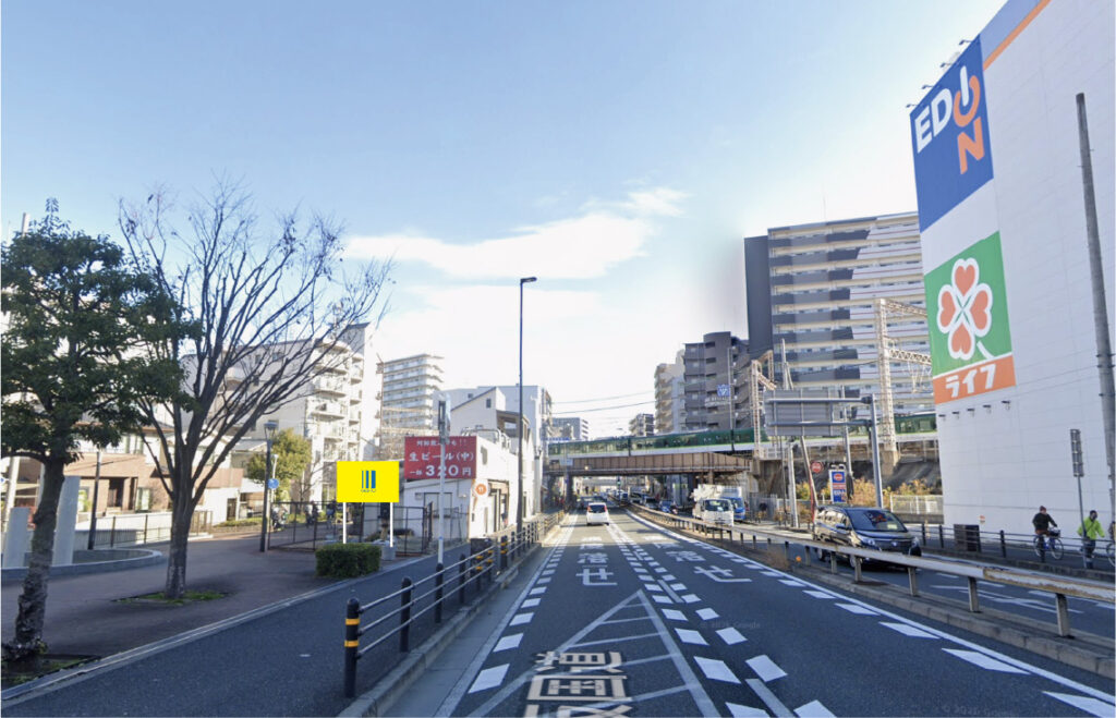 大阪市蒲生1丁目京阪国道沿いの野立て看板枠画像